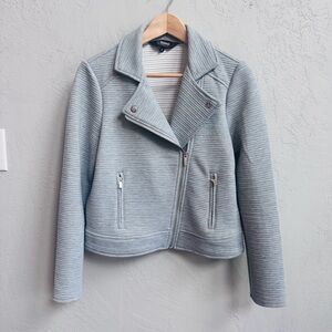 Ci Sono Light Gray Ribbed Moto Jacket - Women's